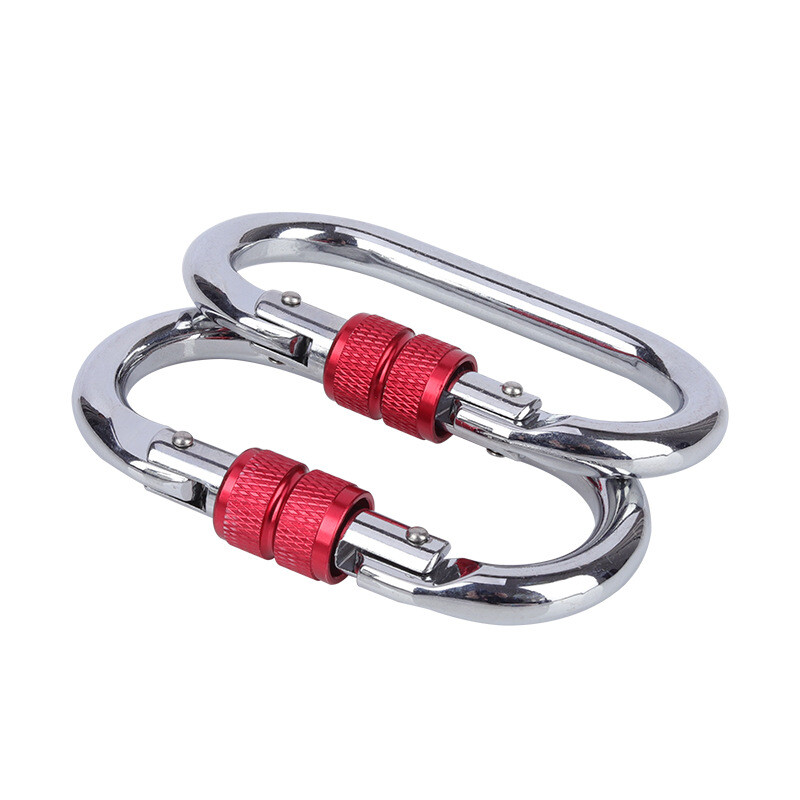 Klinšu kāpšanas karabīne sakausējums tērauds ovāla forma 25kN O forma skrūvējama vārtu bloķēšana karabīne joga āra