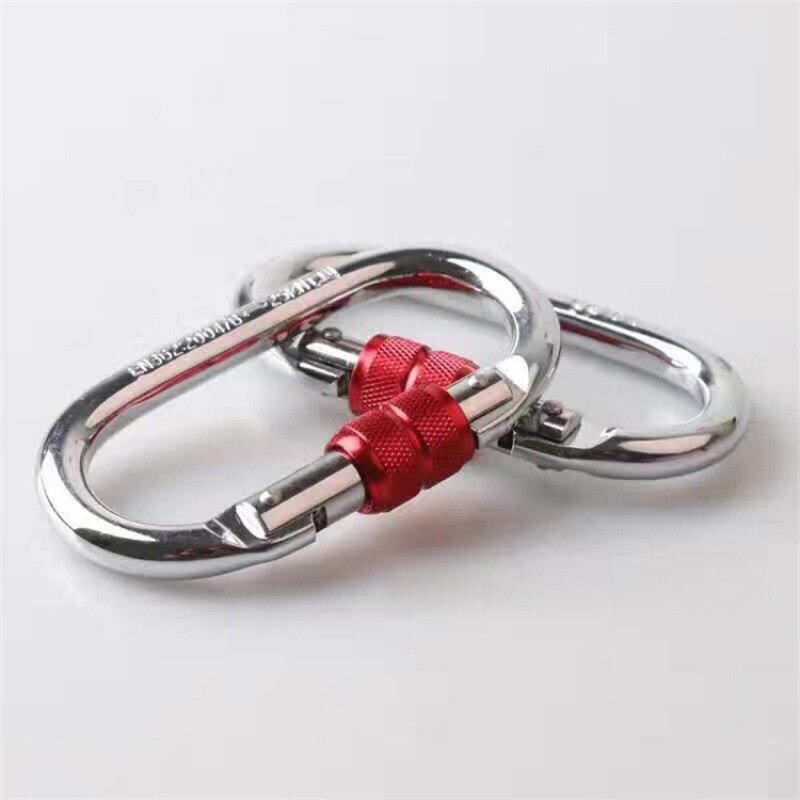 Klinšu kāpšanas karabīne sakausējums tērauds ovāla forma 25kN O forma skrūvējama vārtu bloķēšana karabīne joga āra