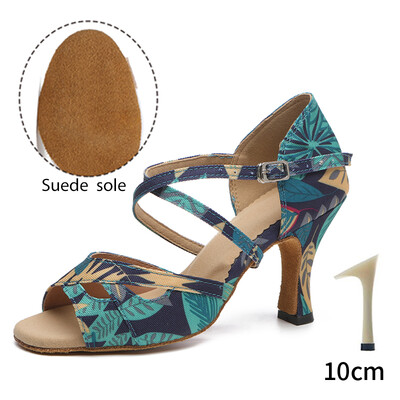 DKZSYIM Dámske latinskoamerické tanečné topánky s potlačou, vysoké podpätky, dámske párty tanečné topánky, salsa sandále, dievčenské tango tanečné topánky, dámske spoločenské topánky