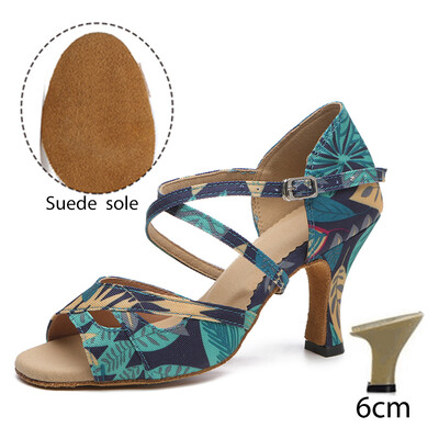 DKZSYIM Dámske latinskoamerické tanečné topánky s potlačou, vysoké podpätky, dámske párty tanečné topánky, salsa sandále, dievčenské tango tanečné topánky, dámske spoločenské topánky