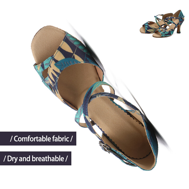 DKZSYIM Dámske latinskoamerické tanečné topánky s potlačou, vysoké podpätky, dámske párty tanečné topánky, salsa sandále, dievčenské tango tanečné topánky, dámske spoločenské topánky