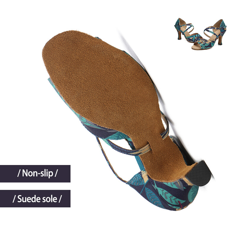 DKZSYIM Dámske latinskoamerické tanečné topánky s potlačou, vysoké podpätky, dámske párty tanečné topánky, salsa sandále, dievčenské tango tanečné topánky, dámske spoločenské topánky