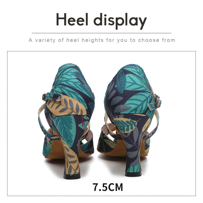 DKZSYIM Dámske latinskoamerické tanečné topánky s potlačou, vysoké podpätky, dámske párty tanečné topánky, salsa sandále, dievčenské tango tanečné topánky, dámske spoločenské topánky