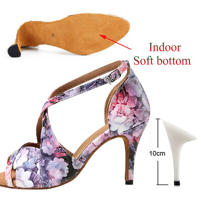 Lotynų kalbos šokių batai moteriški minkštu padu salsa tango sportbačiai Damasko violetinė chaki spalvos vasaros mergaičių aukštakulniai sandalai Pratimai