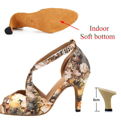 Lotynų kalbos šokių batai moteriški minkštu padu salsa tango sportbačiai Damasko violetinė chaki spalvos vasaros mergaičių aukštakulniai sandalai Pratimai