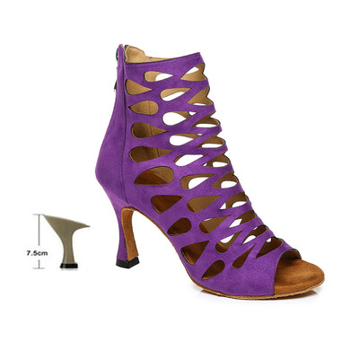 DKZSYIM Izgriezumi Latīņamerikas deju apavi Sieviešu augstpapēžu kurpes 6–10 CM balles tango/Salsas deju zābaki ar atvērtu purngalu deju apavi ar rāvējslēdzēju