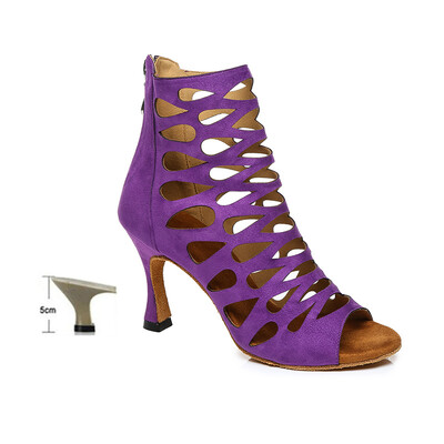 DKZSYIM Izgriezumi Latīņamerikas deju apavi Sieviešu augstpapēžu kurpes 6–10 CM balles tango/Salsas deju zābaki ar atvērtu purngalu deju apavi ar rāvējslēdzēju