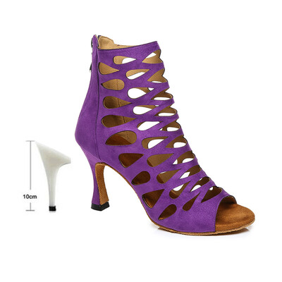 DKZSYIM Izgriezumi Latīņamerikas deju apavi Sieviešu augstpapēžu kurpes 6–10 CM balles tango/Salsas deju zābaki ar atvērtu purngalu deju apavi ar rāvējslēdzēju