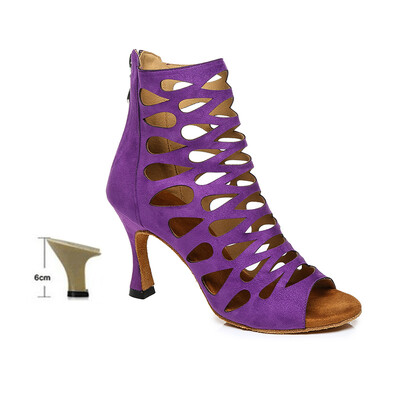 DKZSYIM Izgriezumi Latīņamerikas deju apavi Sieviešu augstpapēžu kurpes 6–10 CM balles tango/Salsas deju zābaki ar atvērtu purngalu deju apavi ar rāvējslēdzēju