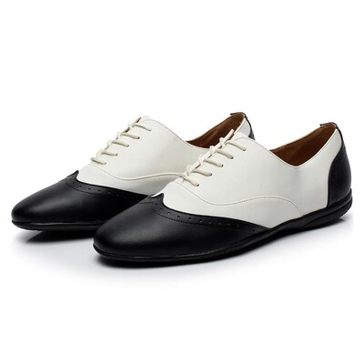 DKZSYIM Pantofi de dans latino noi pentru bărbați adulți, alb+negru, pantofi de salsa profesionali din piele, cu toc mic, pantofi de tango de sala de bal