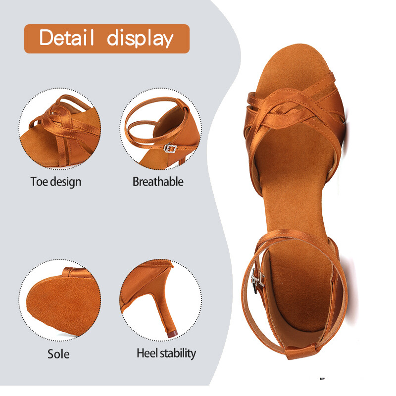 DKZSYIM moteriški Lotynų Amerikos šokių batai pobūvių aukštakulniai vakarėlių šokių batai minkštu padu šilko tango salsa batai moterims, mergaičių sandalai