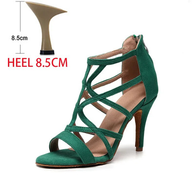 Dámske latinskoamerické tanečné topánky na salsu s otvorenou špičkou, semišová podrážka, veľké čižmy, spoločenské topánky, profesionálne párty, jazz, tango, tanečné topánky na vysokých podpätkoch