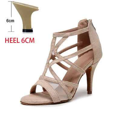 Dámske latinskoamerické tanečné topánky na salsu s otvorenou špičkou, semišová podrážka, veľké čižmy, spoločenské topánky, profesionálne párty, jazz, tango, tanečné topánky na vysokých podpätkoch