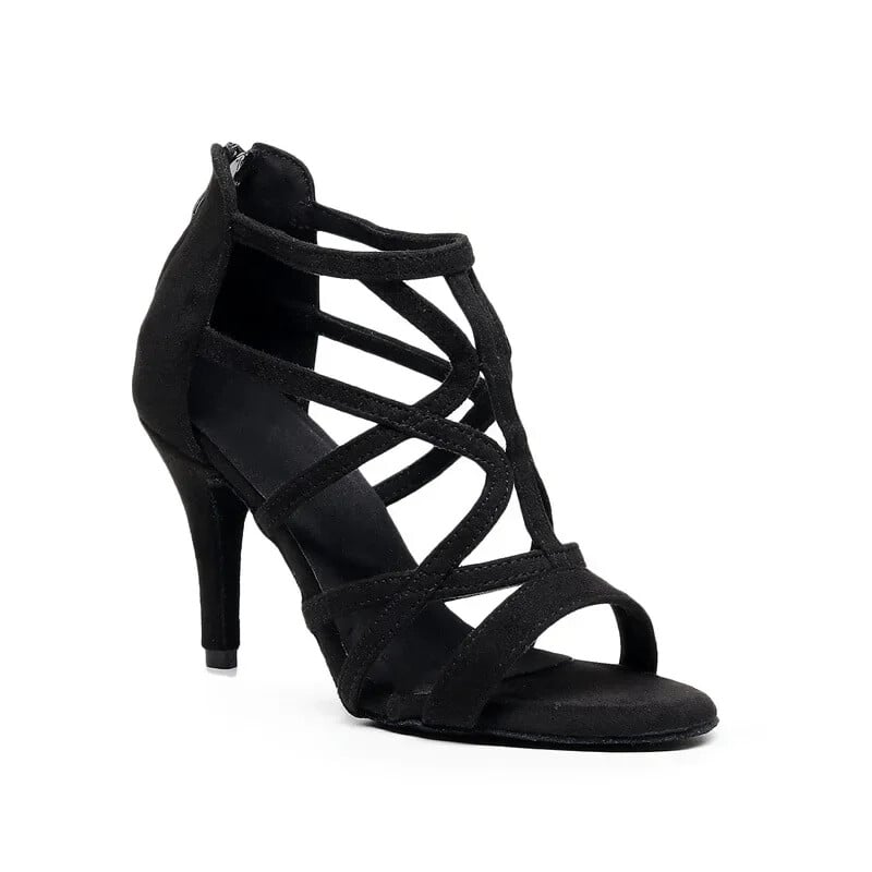 Dámske latinskoamerické tanečné topánky na salsu s otvorenou špičkou, semišová podrážka, veľké čižmy, spoločenské topánky, profesionálne párty, jazz, tango, tanečné topánky na vysokých podpätkoch