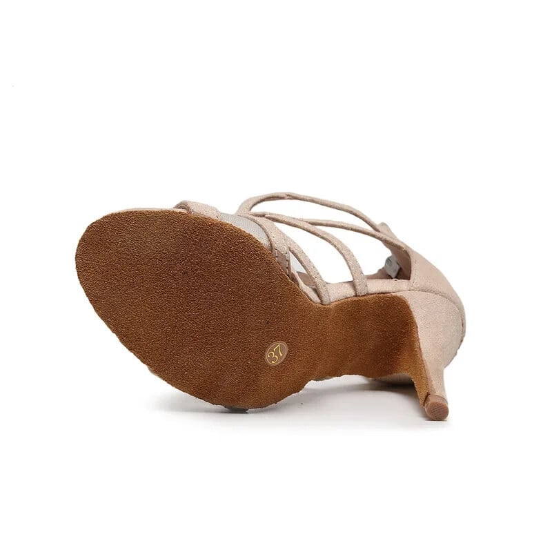 Dámske latinskoamerické tanečné topánky na salsu s otvorenou špičkou, semišová podrážka, veľké čižmy, spoločenské topánky, profesionálne párty, jazz, tango, tanečné topánky na vysokých podpätkoch