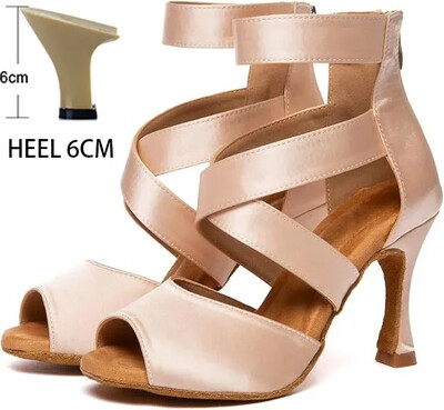 Juodi Lotynų Amerikos šokių batai moterims Profesionalūs satino minkštu padu aukštakulniai šokiai pobūvių salsa tango batų šou konkursas