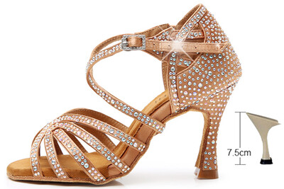 DILEECHI Moteriški šokių bateliai vakarėliams Satinas Blizgantis kalnų krištolas Minkšta apačia Latino šokių batai Moteriški Salsa Šokių Batai Odinis kulnas 9cm