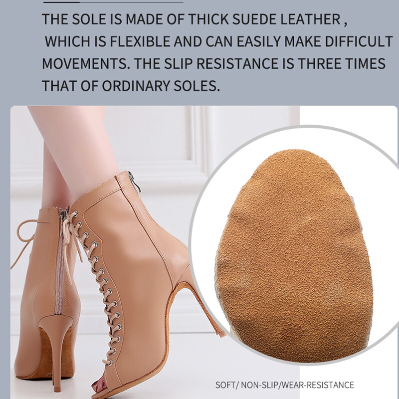 Moteriški smėlio spalvos juodi lotyniškų šokių batai, moteriški atviri, suvarstomi stiletto bateliai mergaitėms, zomšiniai batai aukštakulniai šokių batai