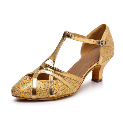 Standartiniai sportinių šokių batai moterims su blizgučiais uždaru pirštu Šiuolaikiniai šokių batai Salsa Ballroom Tango Lotynų Amerikos batai mergaitėms moterims