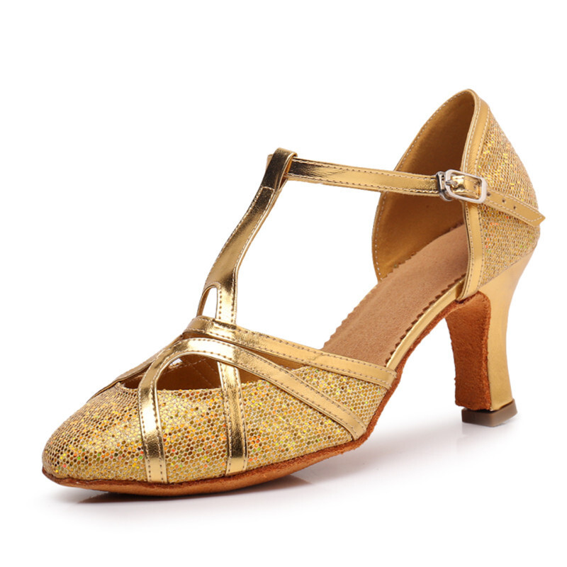 Standartiniai sportinių šokių batai moterims su blizgučiais uždaru pirštu Šiuolaikiniai šokių batai Salsa Ballroom Tango Lotynų Amerikos batai mergaitėms moterims
