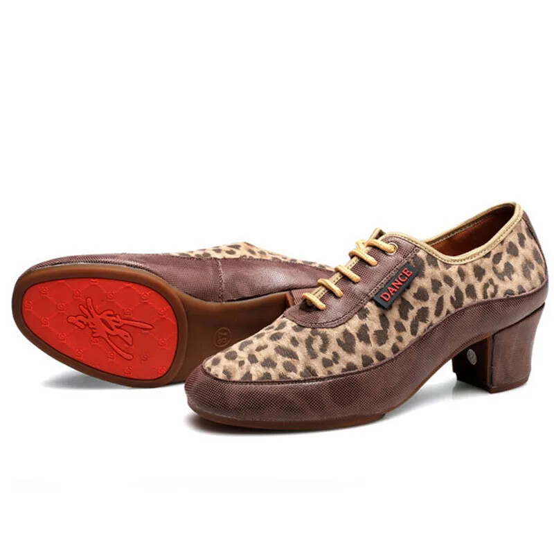 Moteriški pramoginių šokių batai Leopardo rašto vidurinio kulno moteriški batai Lotynų Amerikos šokių šokiams Jazz Tango Mokytojų šokių batai