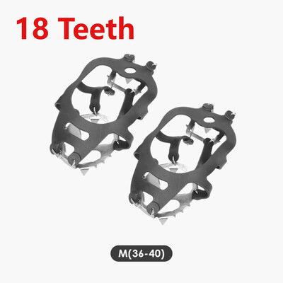 1 pāris 18 zobu ledus satvērēja tapas apaviem pret slīdēšanu pārgājieniem kāpšana sniega tapas krampji skavas Ķēdes nagi rokturi zābaki pārvalks