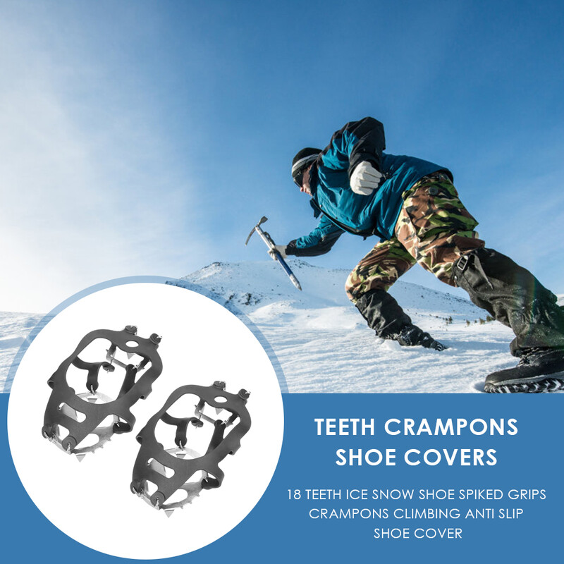 1 pāris 18 zobu ledus satvērēja tapas apaviem pret slīdēšanu pārgājieniem kāpšana sniega tapas krampji skavas Ķēdes nagi rokturi zābaki pārvalks