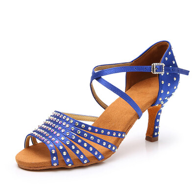 XIHAHA Hot Latin Dance Shoes Moteriški Satin Salsa Šokių Batai Merginoms Rhinestone Ballroom Dance Batai Shine sandalai, moteriški