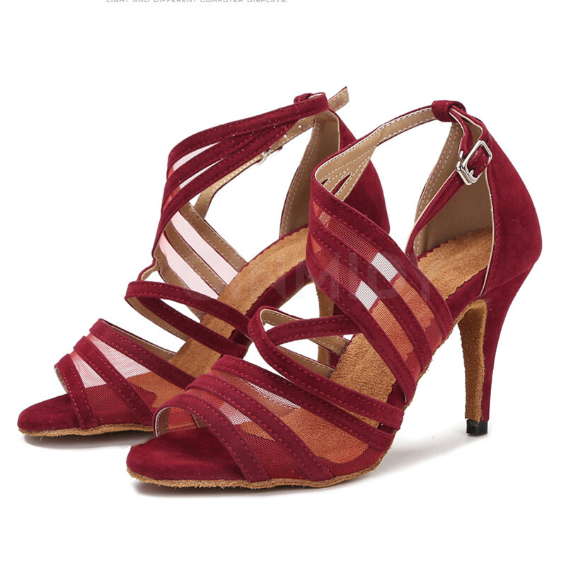 Čierne latinskoamerické tanečné topánky pre ženy, letné sandále, sieťované, priedušné tanečné topánky, jehlové topánky s mäkkým podpätkom, dámske rumba 2024