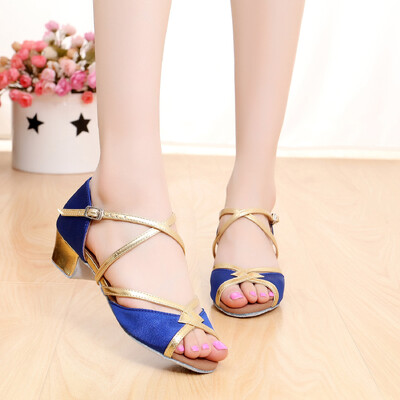 Moteriški Lotynų Amerikos šokių batai Spalvoti blokiniai šokių batai Moteriški vaikų ir moteriškų kostiumų šokių batai moterims Lotynų Amerikos šokių batai žemakulniai