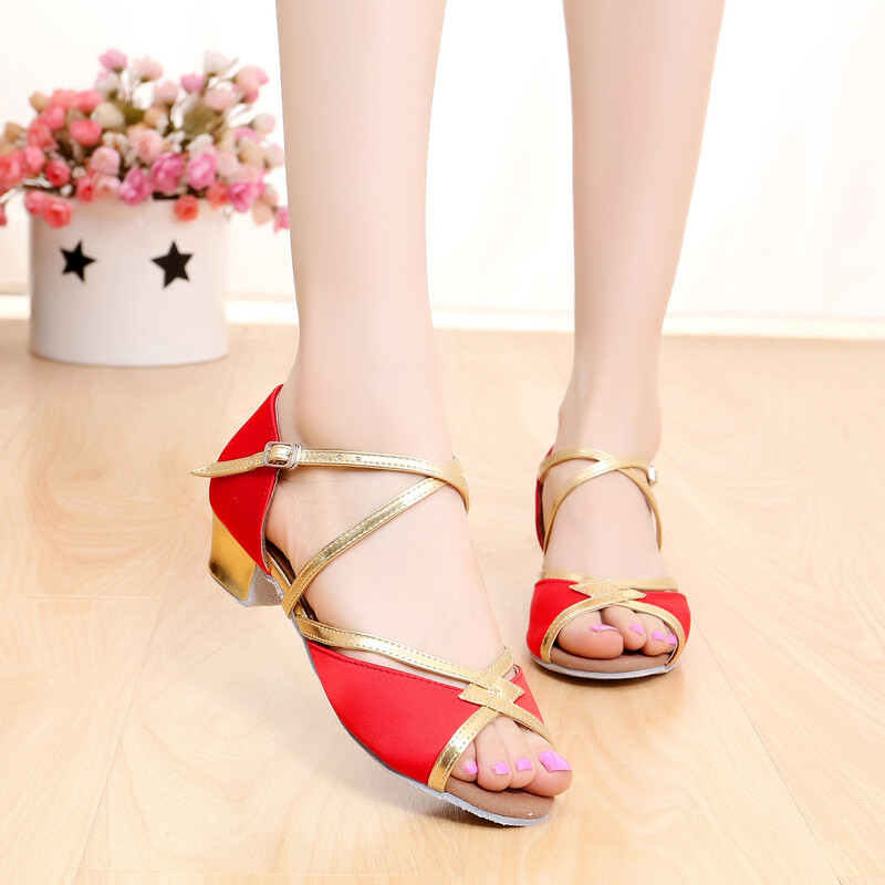 Moteriški Lotynų Amerikos šokių batai Spalvoti blokiniai šokių batai Moteriški vaikų ir moteriškų kostiumų šokių batai moterims Lotynų Amerikos šokių batai žemakulniai