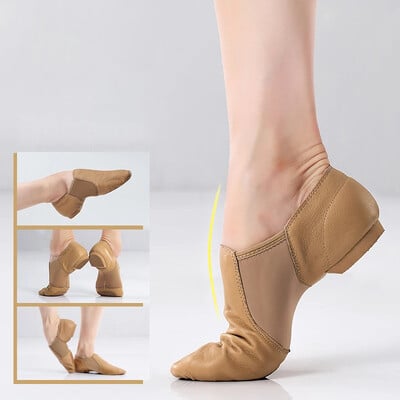 Valódi bőrből készült Jazz tánccipők gyermek férfiaknak és nőknek Salsa tánccipők Neo arch slip on Jazz cipők Ballet Belly