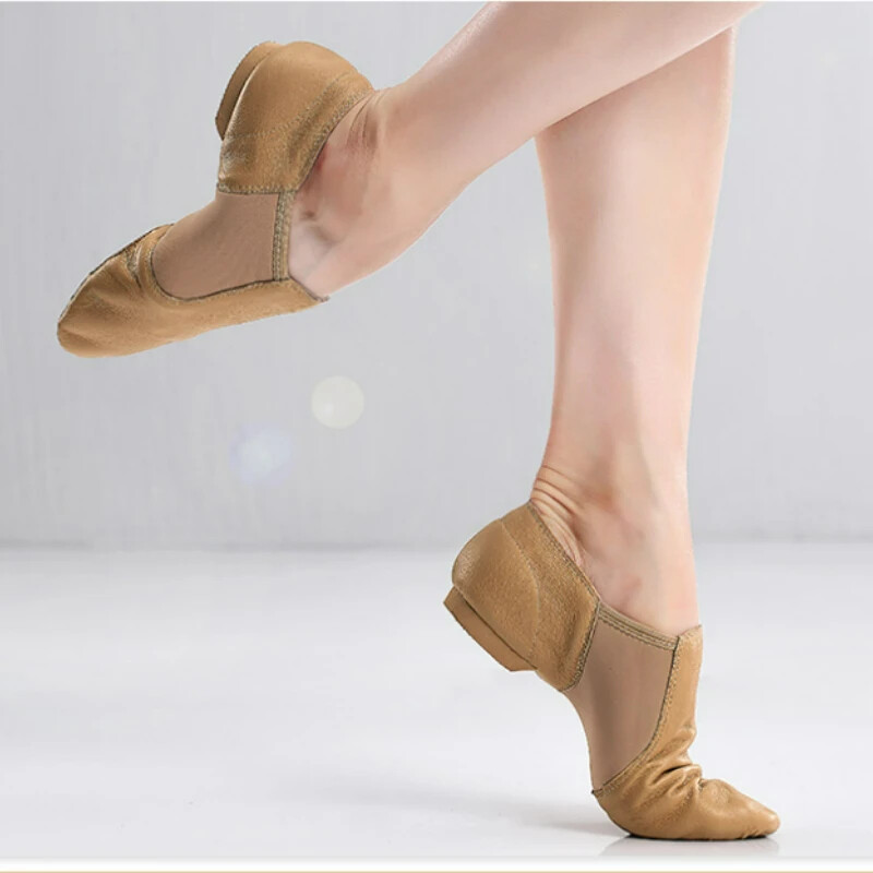 Pravé kožené jazzové tanečné topánky pre deti pre mužov a ženy, salsa tanečné topánky, neo arch slip-on jazzové topánky, baletné brucho