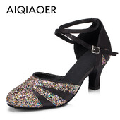 Latinskoamerické tanečné topánky dáma salsa tango klub stretnutie dievčatá vysoký podpätok vonkajšie uzavretá špička topánky šport