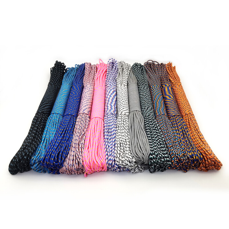 31 metras 100 pėdų skersmuo 3 mm vieno stovo šerdies lynas, skirtas išgyvenimui Parašiuto virvelė Palapinės virvė, skirta žygiams, stovyklavimui