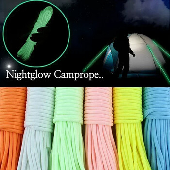 10m Paracord 550 Camping Survival Glow Rope Lanyard EDC Glowing Parachute 9 Shares Αξεσουάρ εξωτερικού καλωδίου Αναρρίχηση Πεζοπορία