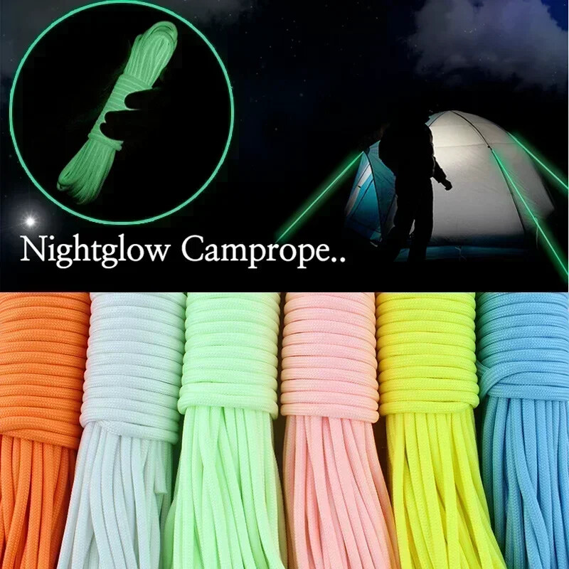 10m Paracord 550 Kampiranje Survival Glow Rope Layard EDC Glowing Padobran 9 Shares Outdoor Cord Dodaci Penjanje Planinarenje
