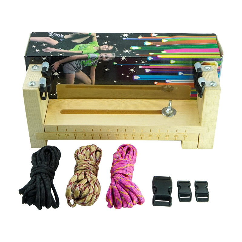 NobleEagle Set Jig Paracord Lungime Reglabilă Brățări DIY Artizanat Dispozitiv de țesut cu șnur Cadru din lemn-Set de instrumente pentru împletire Paracord
