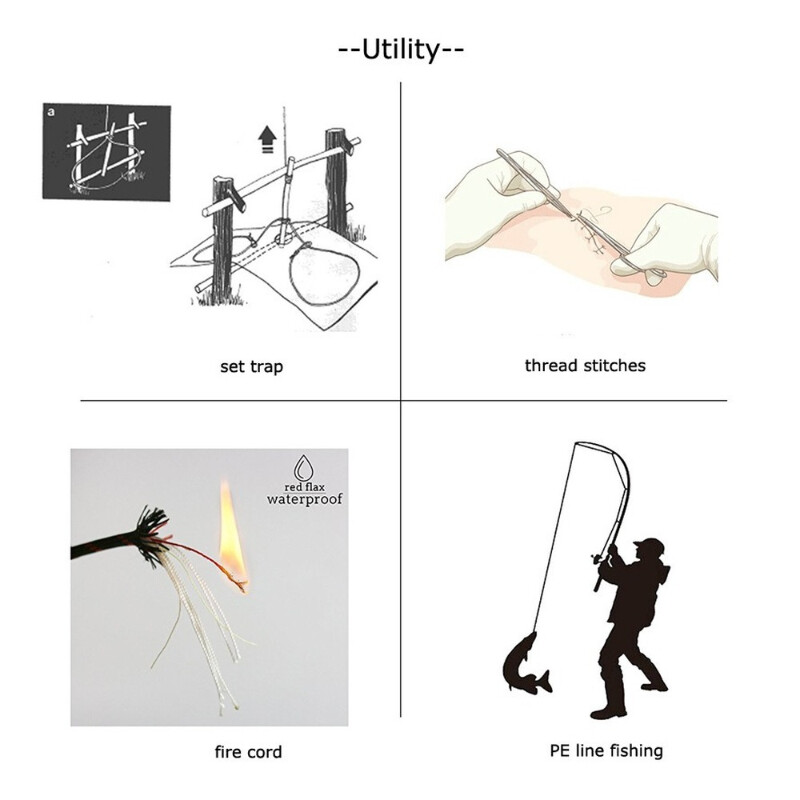 25FT/100FT 550 10 branduolių „Paracord“ 4 mm lauko stovyklavimo išgyvenimo įrankis PE ugnies virvei žvejybai medvilnės lynu Žygiai parašiutu