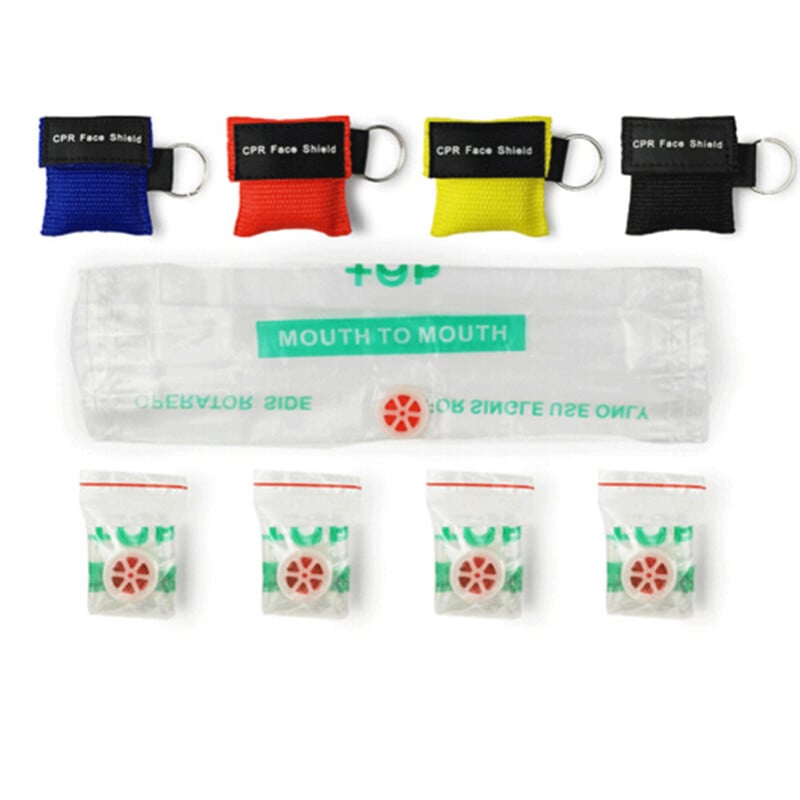 5/6/8/10 vnt. Lauko avarinis naudojimas CPR kaukė gaivinti veido kaukė Vienkartinė kelioninė CPR kišeninė kaukė raktų pakabuko žiedas