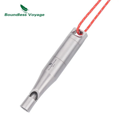 Beribės kelionės titano švilpukas avarinio išgyvenimo saugos švilpukai su virvele, skirta lauko stovyklavimo trenerių mokymui