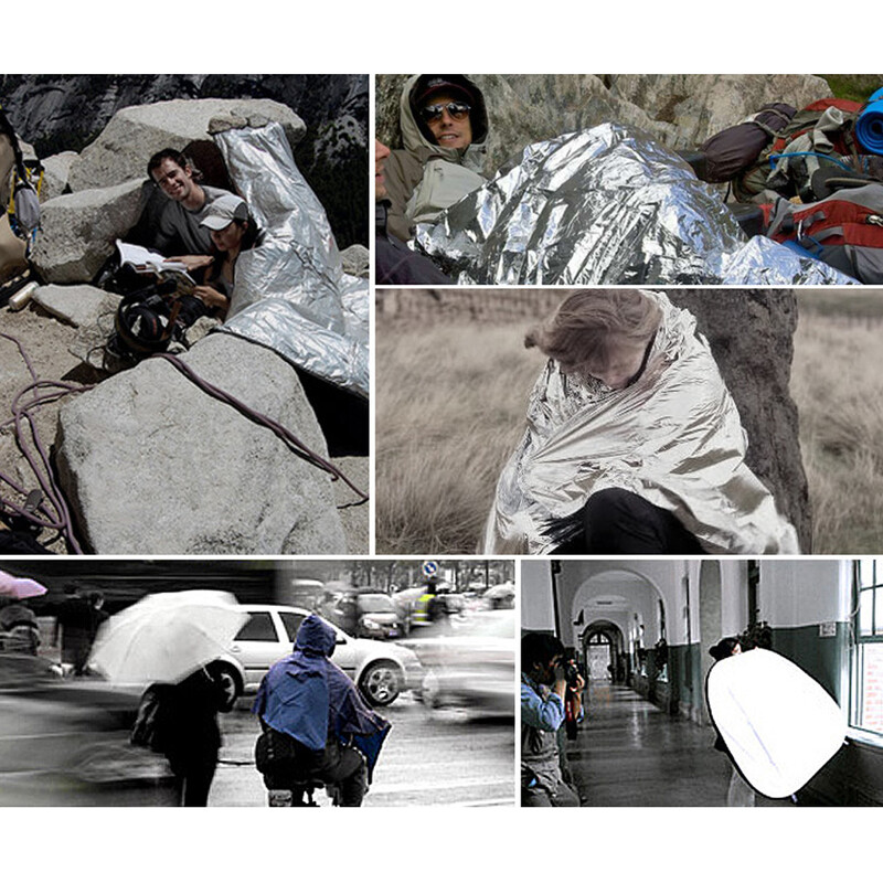 130x210 cm-es Mylar fólia hőszigetelő takaró melegen tart sürgősségi hővédő takaró testmeleget tartó ezüst fóliatakaró elsősegélynyújtáshoz