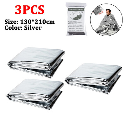 1-3 ks vonkajšia núdzová deka na prežitie, nepremokavá prvá pomoc, strieborná záchranná závesná fólia, termálna vojenská deka 130/140x210CM