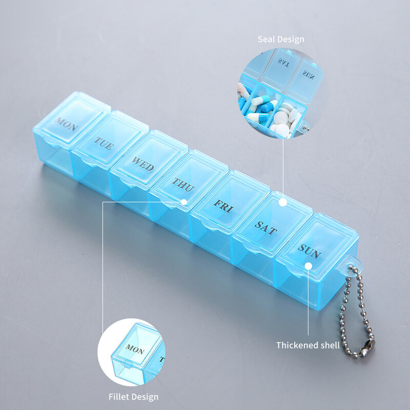 Organizator portabil pentru cutie de zi Compartiment de depozitare pentru călătorie Suport pentru tabletă pentru medicamente Despărțitor de pastile Container săptămânal rafinat din plastic