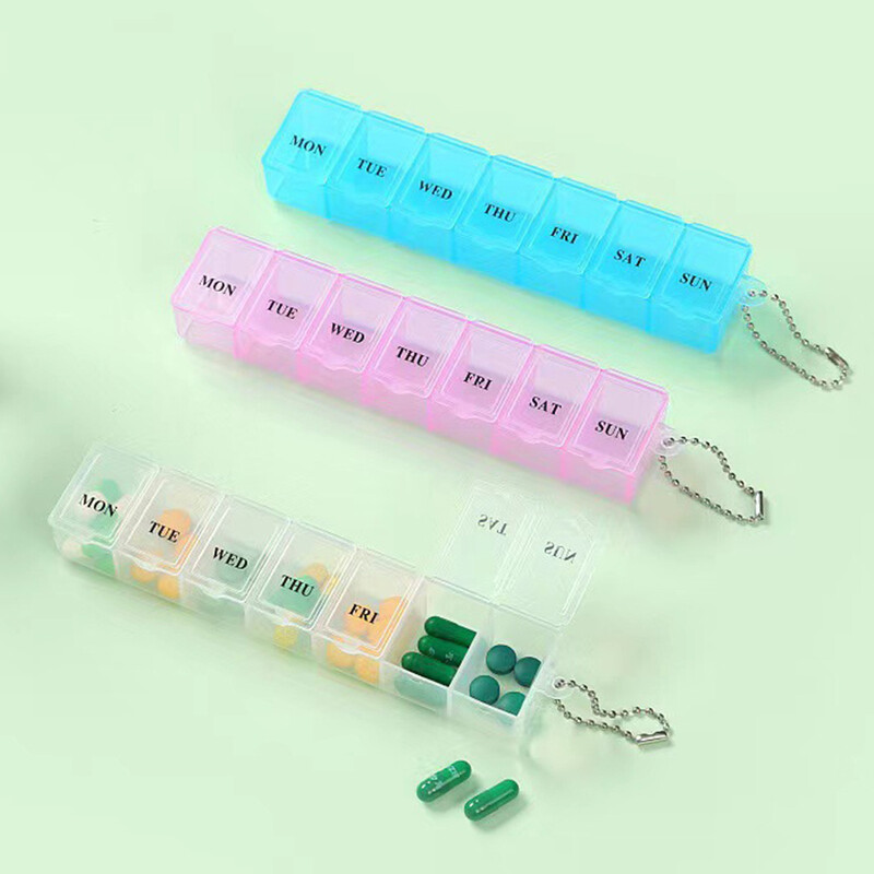 Organizator portabil pentru cutie de zi Compartiment de depozitare pentru călătorie Suport pentru tabletă pentru medicamente Despărțitor de pastile Container săptămânal rafinat din plastic