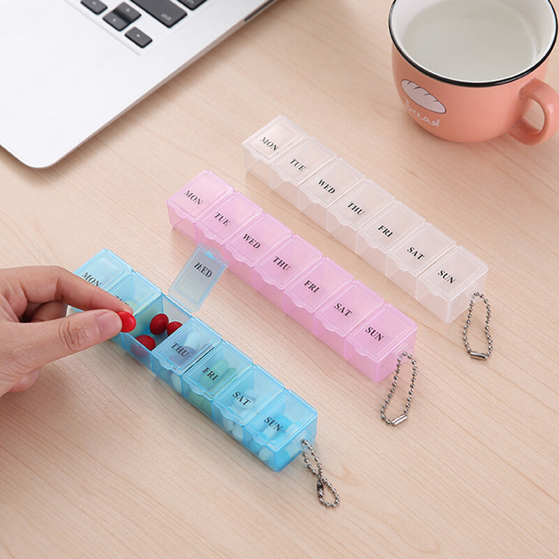 Organizator portabil pentru cutie de zi Compartiment de depozitare pentru călătorie Suport pentru tabletă pentru medicamente Despărțitor de pastile Container săptămânal rafinat din plastic