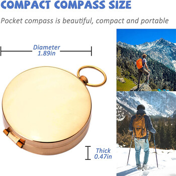 Compass Outdoor Camping Αδιάβροχη φορητή τσέπη πεζοπορίας ορειχάλκινη χρυσή χάλκινη πυξίδα πλοήγησης με οθόνη Noctilucence