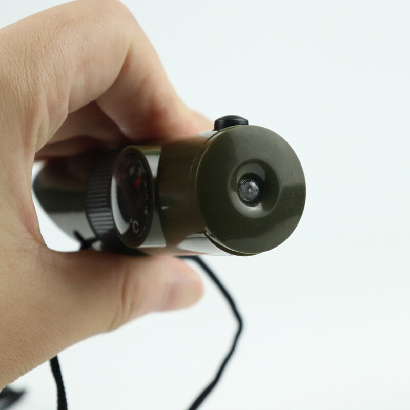 7 viename avarinis švilpukas Daugiafunkcis lauko saugos švilpukas su kompaso signalo veidrodžio LED lempute, skirtas išgyventi valtimi