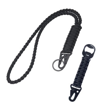 2 бр. Tactically Paracord Keychain Clip Heavy Duty Rope Long Wrist Braided Paracord Lanyard Keychain Инструмент за къмпинг F2TC