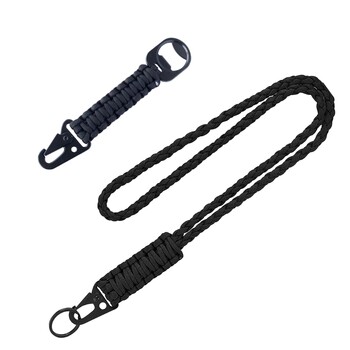 2 бр. Tactically Paracord Keychain Clip Heavy Duty Rope Long Wrist Braided Paracord Lanyard Keychain Инструмент за къмпинг F2TC